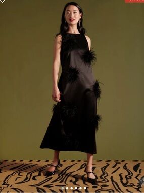 NWT Frances Valentine Francesca Feather Maxi Dress